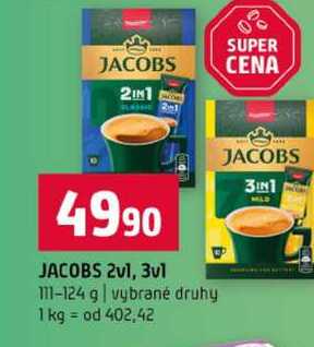 JACOBS 2v1, 3v1 11-124 g vybrané druhy