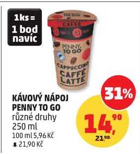 KÁVOVÝ NÁPOJ PENNY TO GO různé druhy, 250 ml