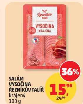 SALÁM VYSOČINA ŘEZNÍKŮV TALÍŘ krájený, 100 g 