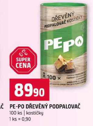 PE-PO DŘEVĚNÝ PODPALOVAČ 100 ks kostičky 