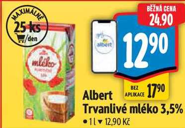 Albert Trvanlivé mléko 3,5%, 1 l