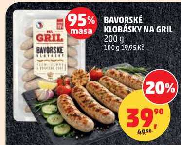 BAVORSKÉ KLOBÁSKY NA GRIL, 200 g