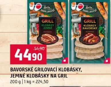 BAVORSKÉ GRILOVACÍ KLOBÁSKY, JEMNÉ KLOBÁSKY NA GRIL 200 g 