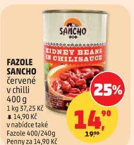 FAZOLE SANCHO červené v chilli, 400 g 