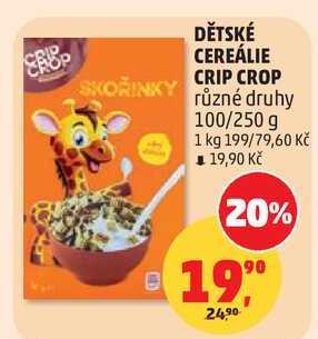 DĚTSKÉ CEREÁLIE SKOŘINKY CRIP CROP různé druhy, 100/250 g