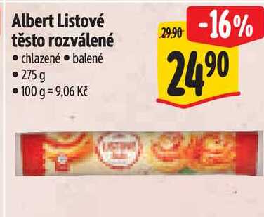 Albert Listové těsto rozválené, 275 g