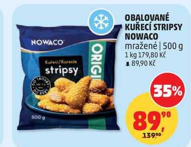 OBALOVANÉ KUŘECÍ STRIPSY NOWACO mražené, 500 g 