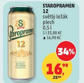 STAROPRAMEN 12 světlý ležák plech, 0,5 l