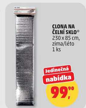 CLONA NA ČELNÍ SKLO 230 x 85 cm, zima/léto, 1 ks