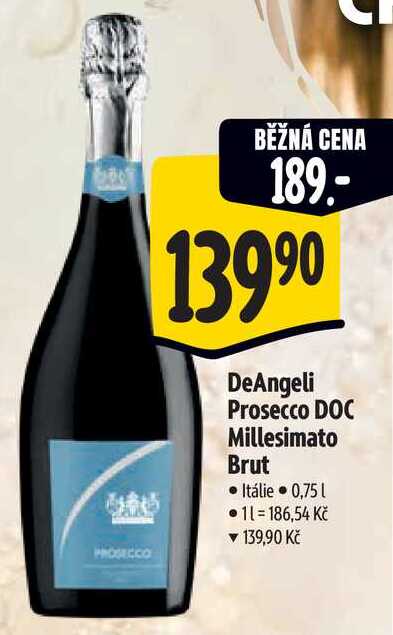 DeAngeli Prosecco DOC Millesimato Brut, 0,75 l
