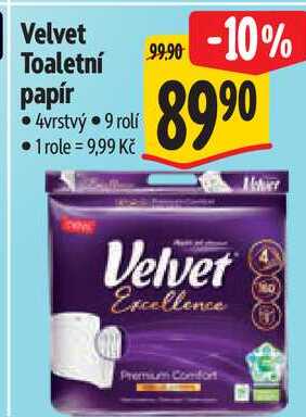 Velvet Toaletní papír, 9 rolí
