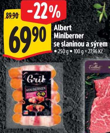 Albert Miniberner se slaninou a sýrem, 250 g