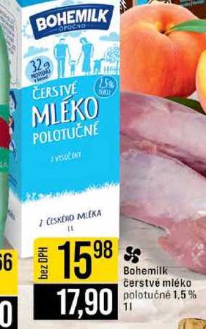 Bohemilk čerstvé mléko polotučné 1,5 % 1l