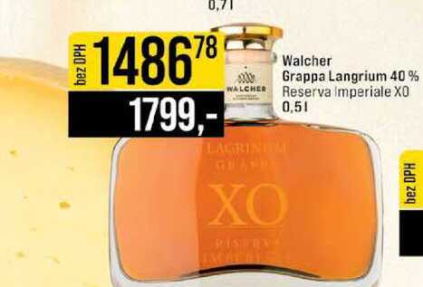 Walcher Grappa Langrium 40% Reserva Imperiale 0,5l