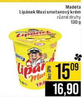 Madeta Lipánek Maxi smetanový krém různé druhy 130 g