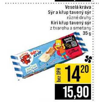 Veselá kráva Sýr a křup tavený sýr různé druhy Kiri křup tavený sýr z tvarohu a smetany 35g