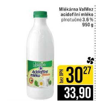 Mlékárna ValMez acidofilní mléko plnotučné 3,6 % 950 g