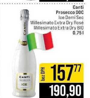 Canti Prosecco DOC Ice Demi Sec Millesimato Extra Dry Rosé Millesimato Extra Dry BIO 0,75l