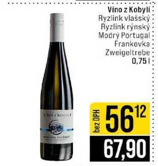 Vino z Kobyli Ryzlink vlašský Ryzlink rýnský Modrý Portugal Frankovka Zweigeltrebe 0,75l