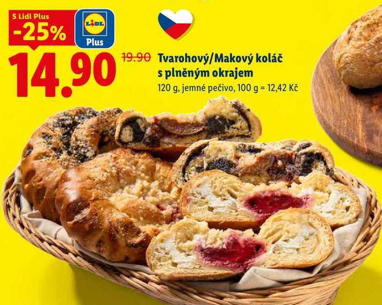 Tvarohový/Makový koláč s plněným okrajem, 120 g