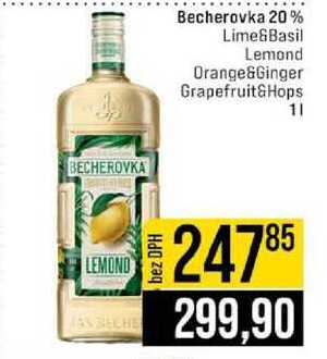 Becherovka 20% Lime&Basil Lemond Orange&Ginger Grapefruit&Hops 1l