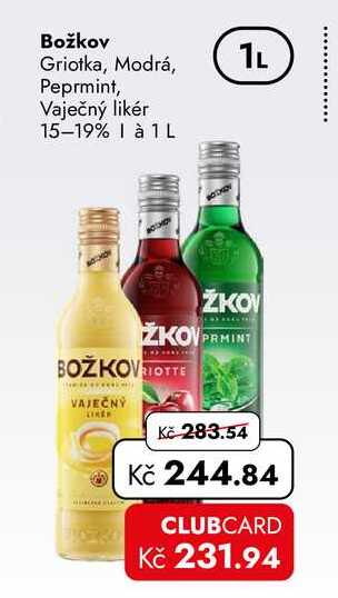 Božkov Griotka, Modrá, Peprmint, Vaječný likér 15-19% | à 1 L 1L