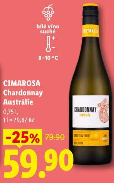 CIMAROSA Chardonnay Austrálie, 0,75 l