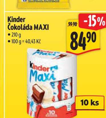 Kinder Čokoláda MAXI • 210 g  