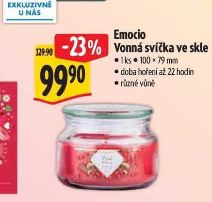   Emocio Vonná svíčka ve skle 100 × 79 mm  