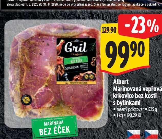   Albert Marinovaná vepřová krkovice bez kosti s bylinkami  525 g