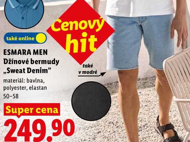 ESMARA MEN Cenový Džínové bermudy ,,Sweat Denim" 