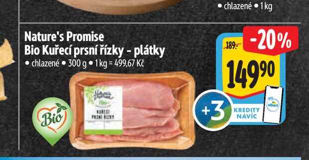 Nature's Promise Bio Kuřecí prsní řízky - plátky 300 g