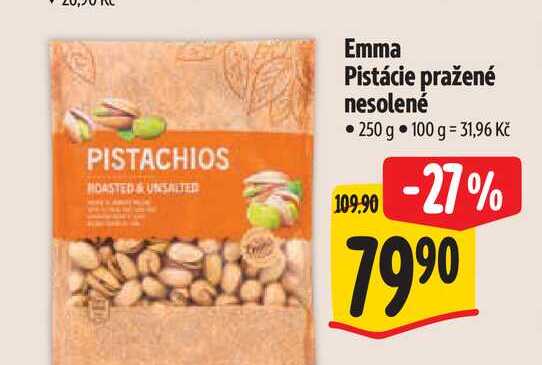 Emma Pistácie pražené nesolené 250 g