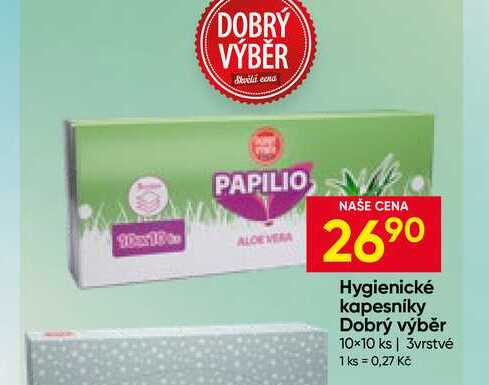 PAPILIO Hygienické kapesníky 10×10 ks 3vrstvé 