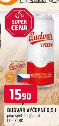 BUDVAR Pivo světlé výčepní 0,5l 0.5l plechovka