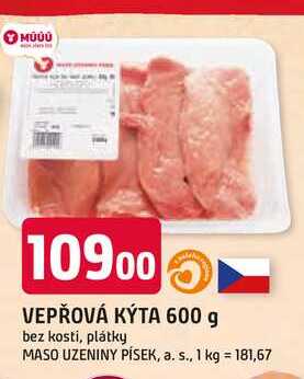 VEPŘOVÁ KÝTA 600 g bez kosti, plátky