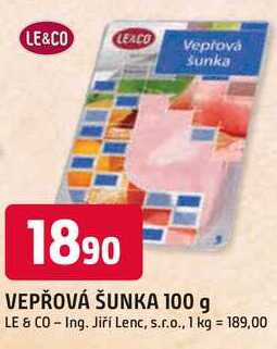 LE&CO VEPŘOVÁ ŠUNKA 100 g