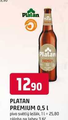 PLATAN PREMIUM 0,5 I pivo světlý ležák