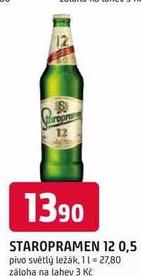 STAROPRAMEN 12 0,5l pivo světlý ležák
