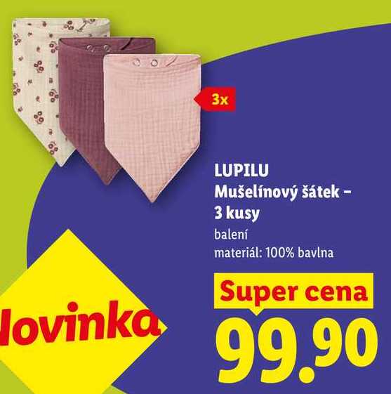 LUPILU Mušelínový šátek - 3 kusy
