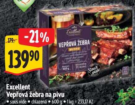 Excellent Vepřová žebra na pivu, 600 g