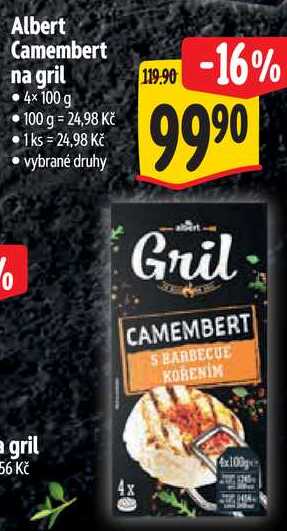 Albert Camembert na gril, 4x 100 g