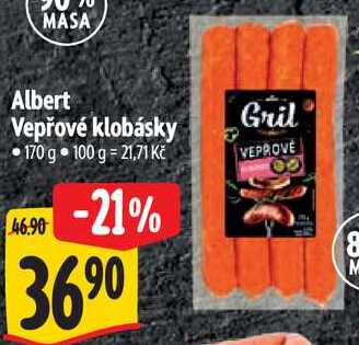 Albert Vepřové klobásky, 170 g