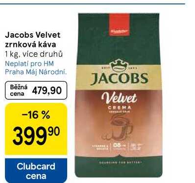 Jacobs Velvet zrnková káva, 1 kg