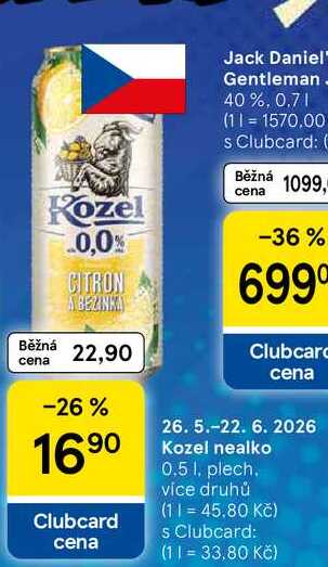 Kozel nealko, 0.5 l, plech 