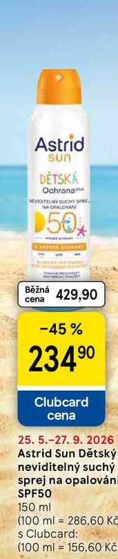 Astrid Sun Dětský neviditelný suchý sprej na opalování SPF50, 150 ml  