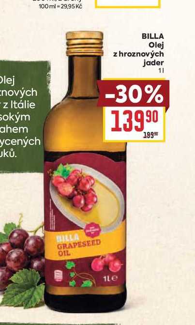 BILLA Olej z hroznových jader 1l