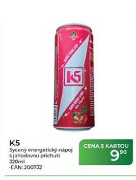 K5 Sycený energetický nápoj s jahodovou příchutí 320ml  