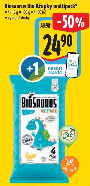 Biosaurus Bio Křupky multipack, 4x 15 g