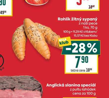 Rohlík žitný sypaný z naší pece 1ks, 70 g 